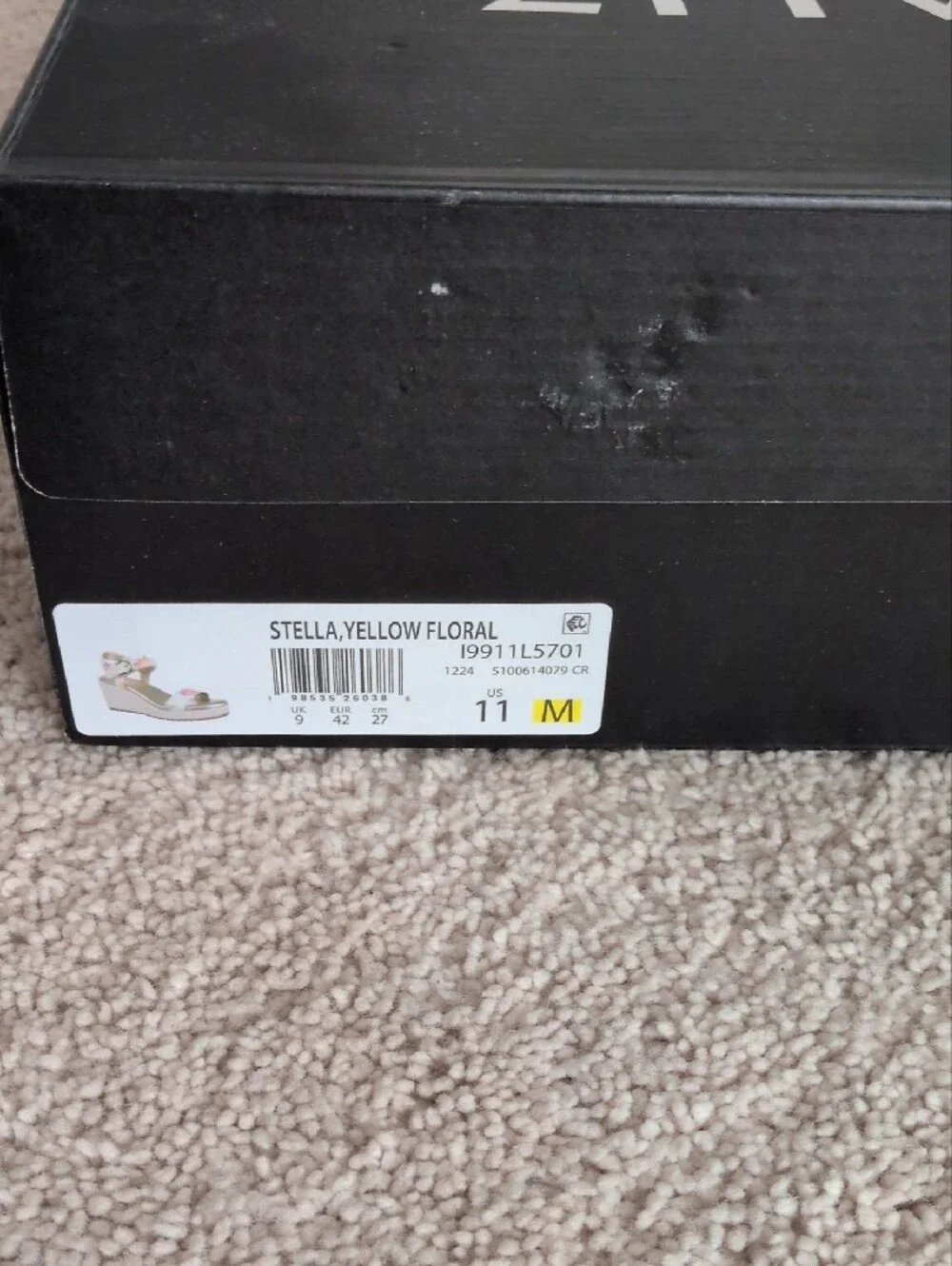 Naturalizer Leather Yellow Floral Print Wedge Sandals. 11M New With Box